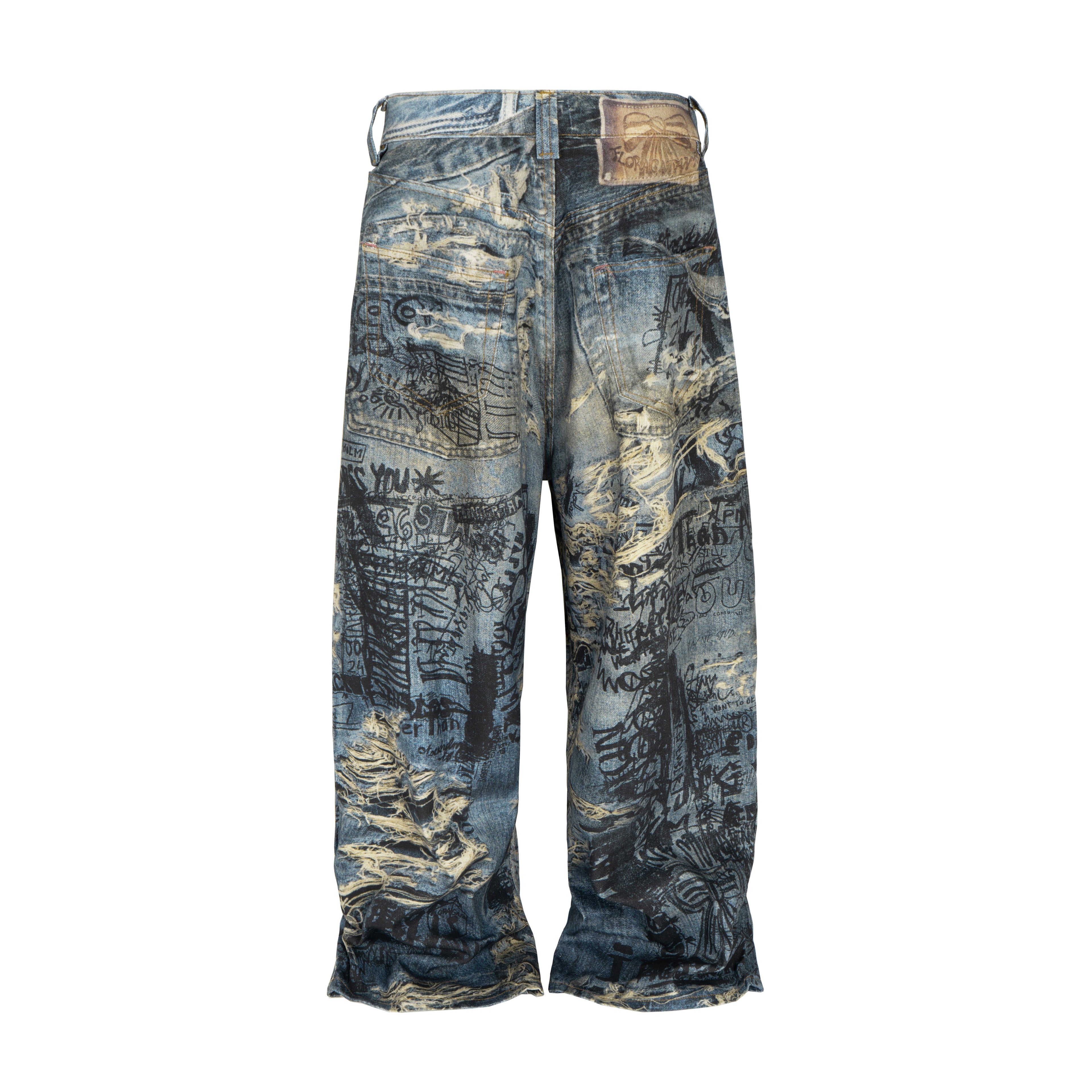 WIDEBOY DISTRESSED GRAFFITI DENIM