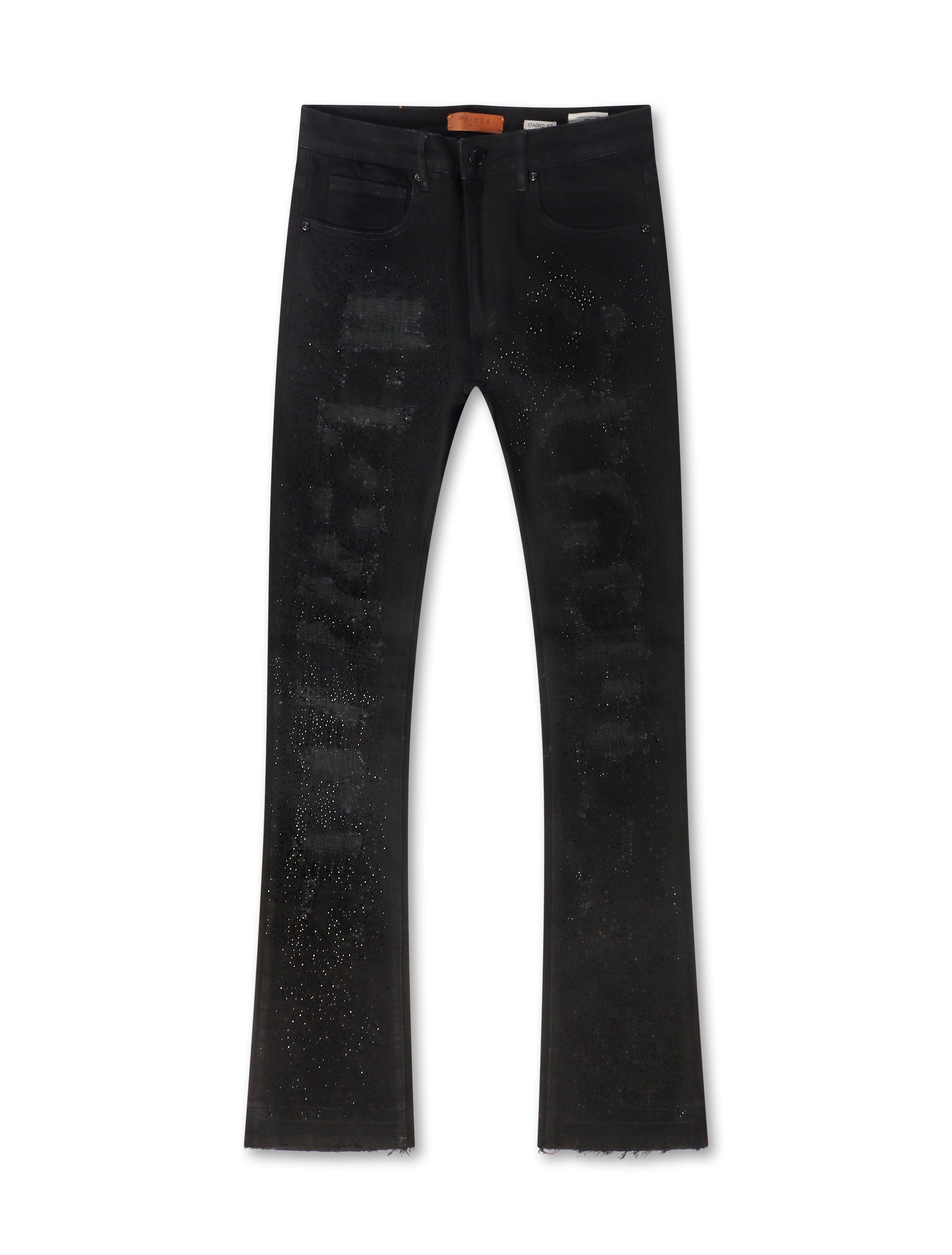 Waimea Rhinestone Stacked Fit Jeans - Jet Black