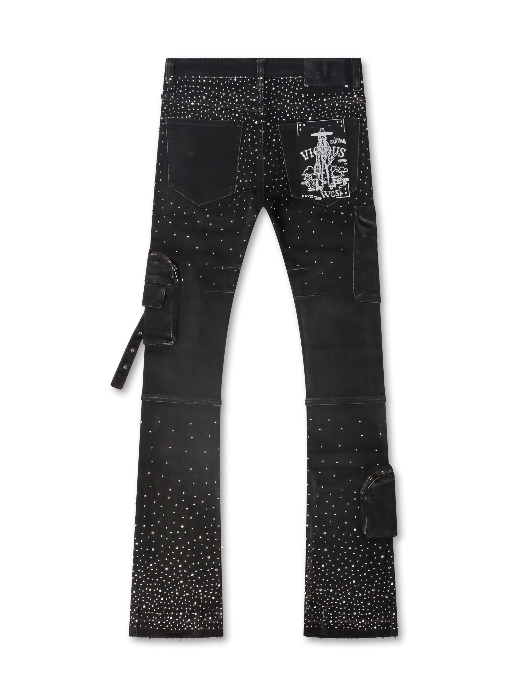 Vicious Denim All Over Rhinestone Jeans - Black