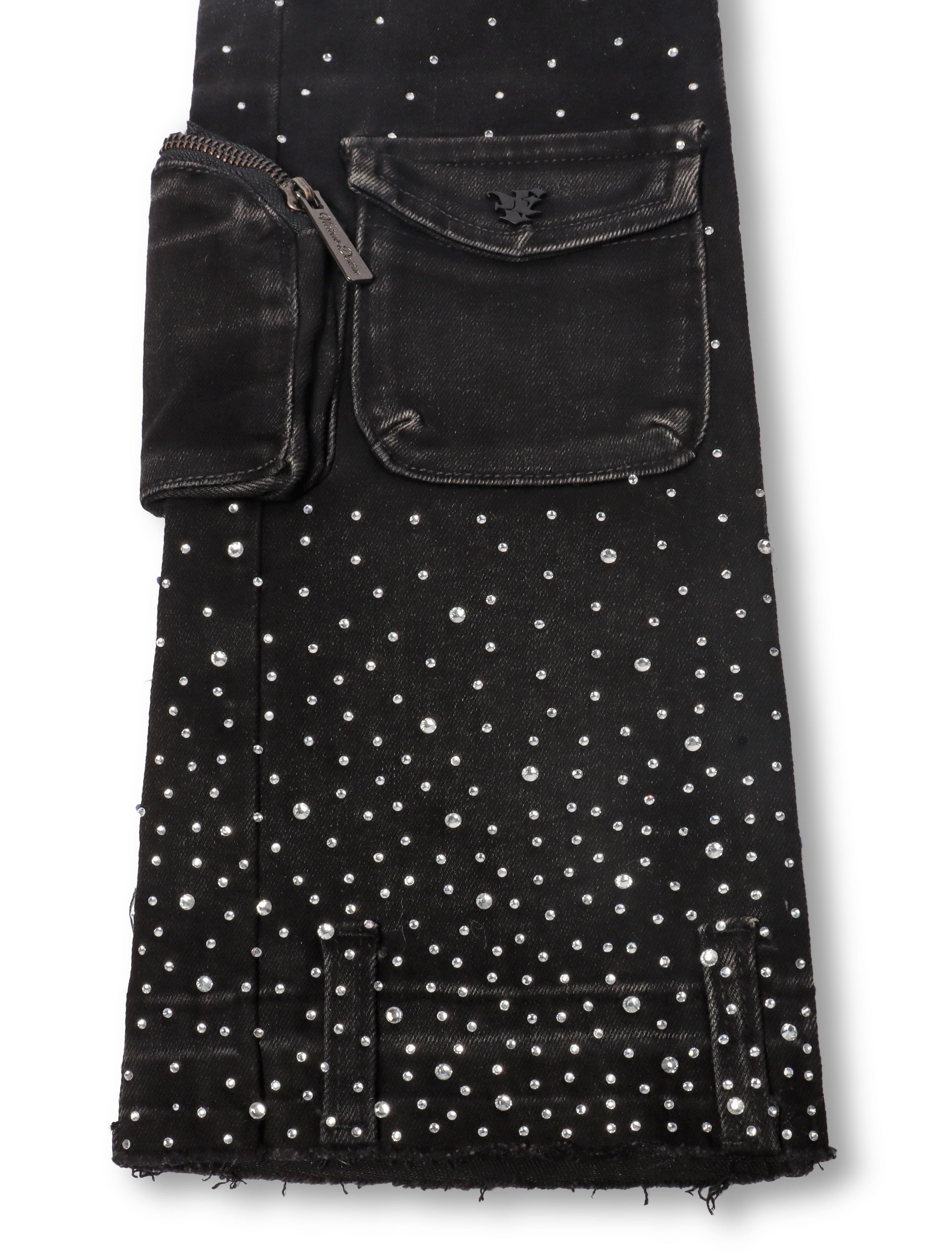 Vicious Denim All Over Rhinestone Jeans - Black