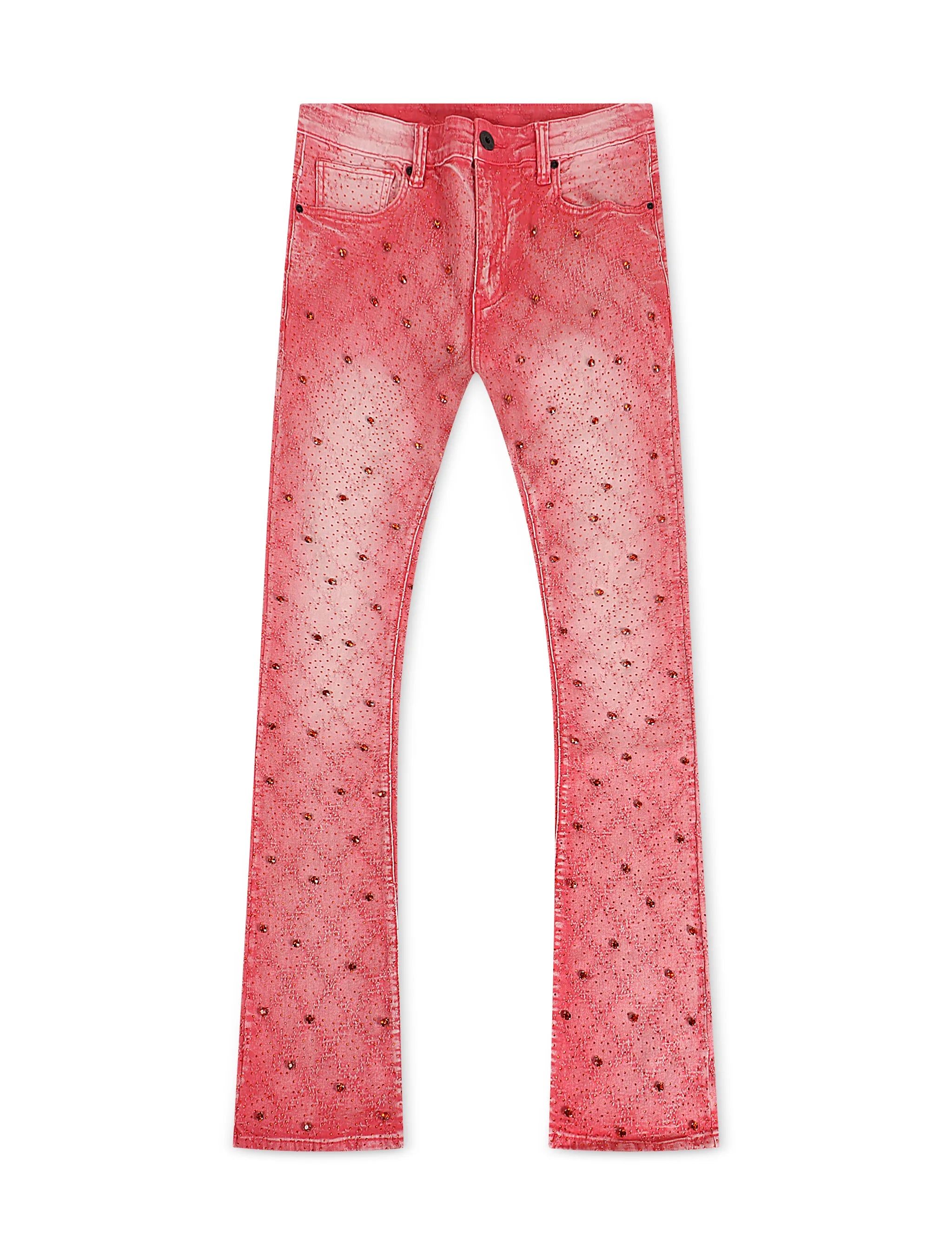 Vicious Denim Rhinestone Flare Jeans - Pink