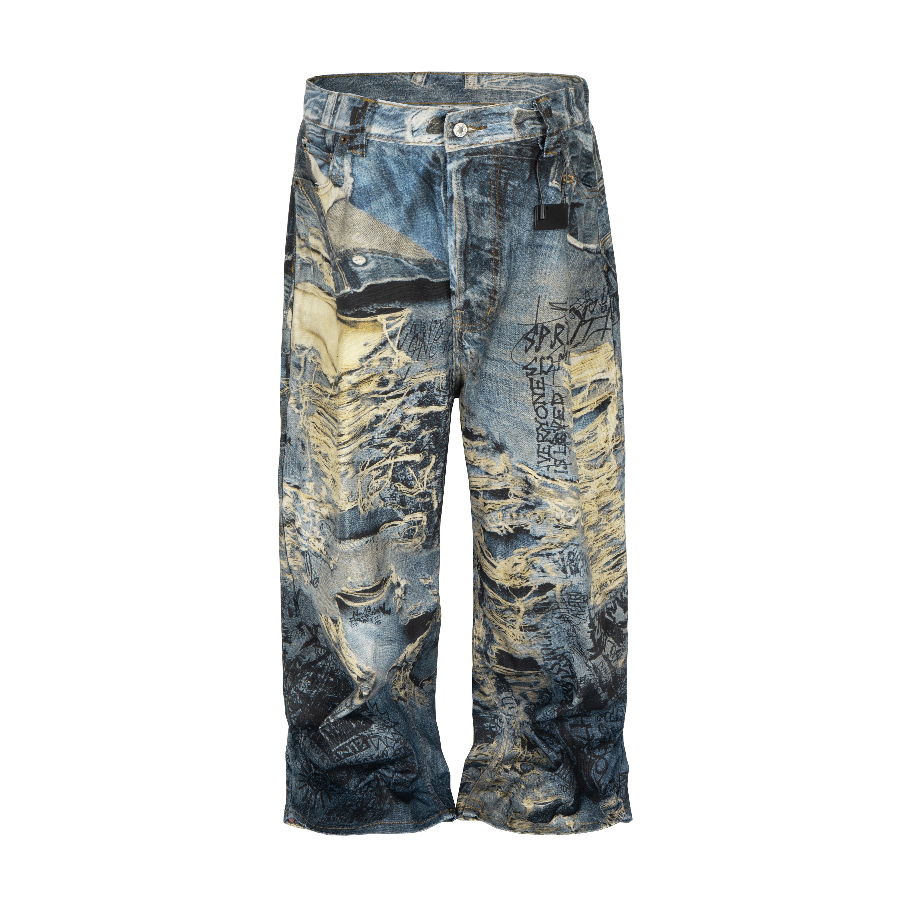WIDEBOY DISTRESSED GRAFFITI DENIM