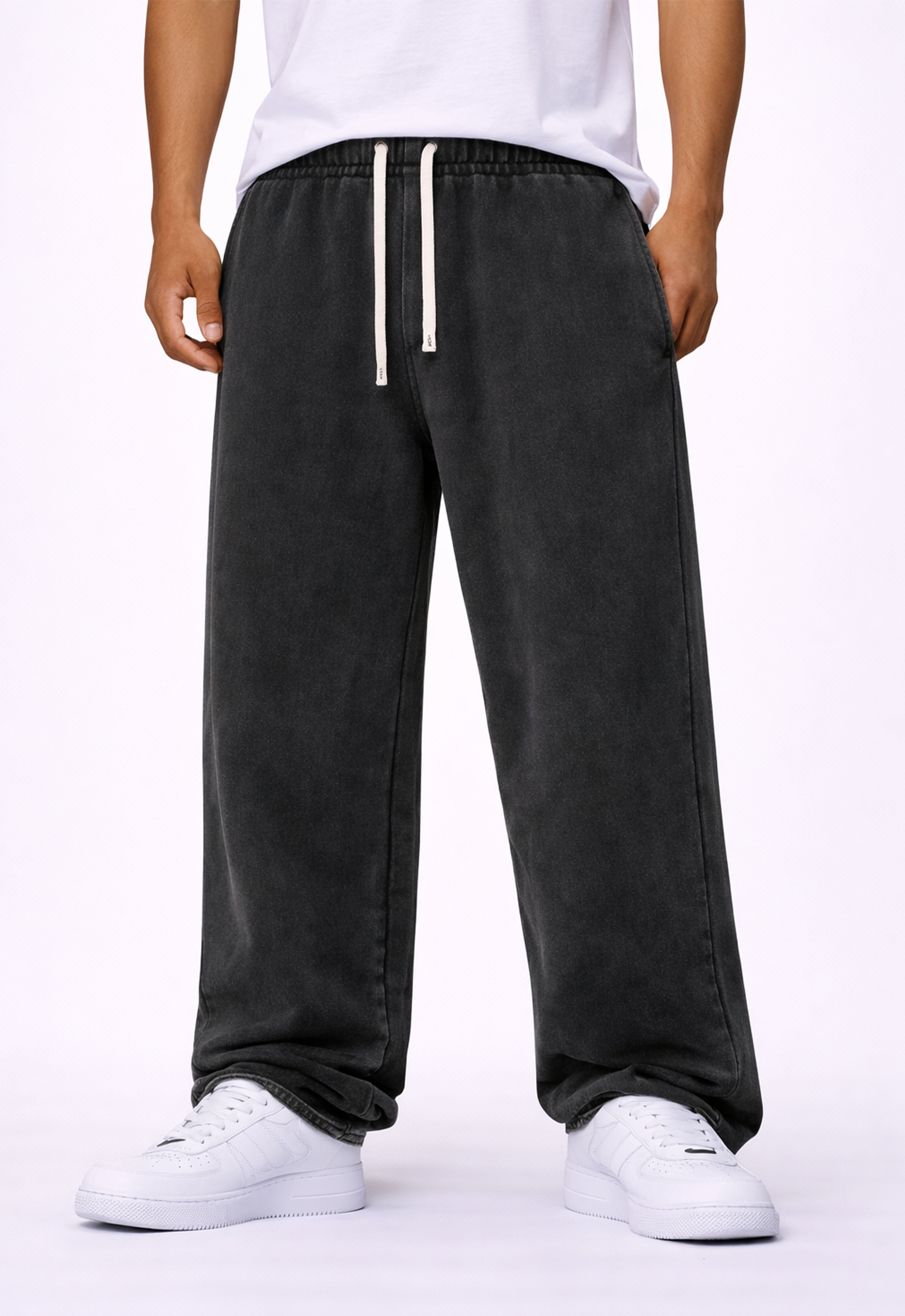 ACID WASH PANEL SWEATPANTS